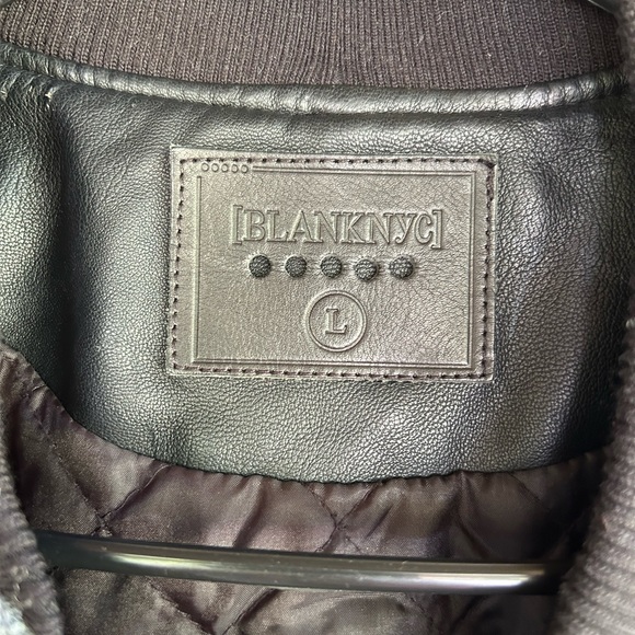 BlankNYC bomber jacket wool blend faux leather sleeves - Picture 2 of 6